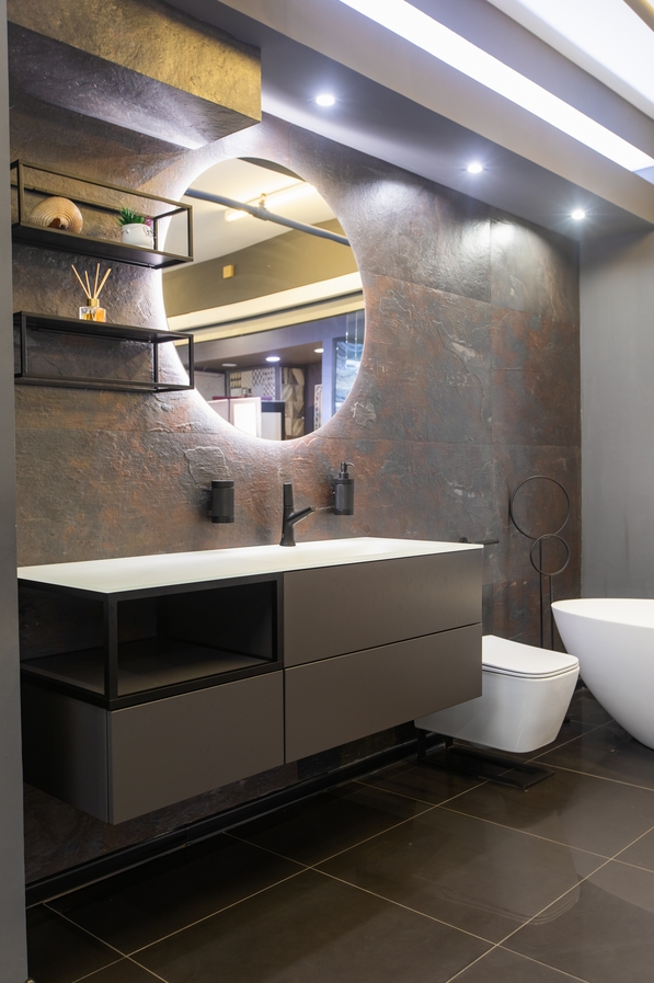 Комплект мебели для ванной комнаты BMT BLUES 4.0 BL4-06-440  1410 мм, 2 тумбы, раковина и зеркало, цвет Porfido Opaco/Nero Opaco/Satin Snow Glass