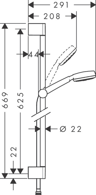 Душевой набор со штангой 65 см Hansgrohe Crometta 100 1jet 26652400 Белый/Хром