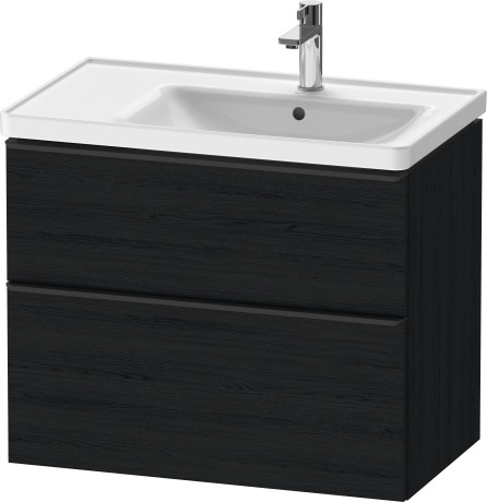 Тумба подвесная под раковину DURAVIT D-Neo DE435801616 784 мм х 452 мм, с выдвижным ящиком и выдвижным отделением, чёрный дуб