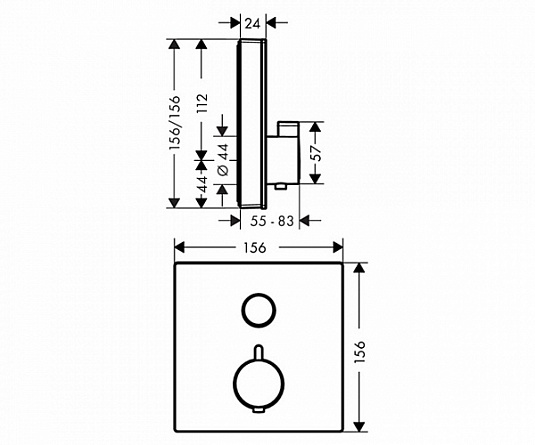 Термостат для душа HANSGROHE RainSelect 15737600 с одним потребителем, Чёрный/Хром