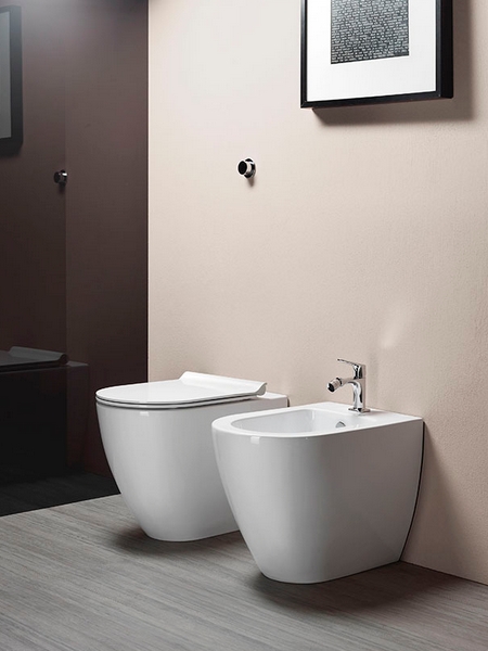 Биде напольное приставное GSI PURA 8872111 550 мм х 360 мм, с отверстием под смеситель, цвет Белый глянцевый