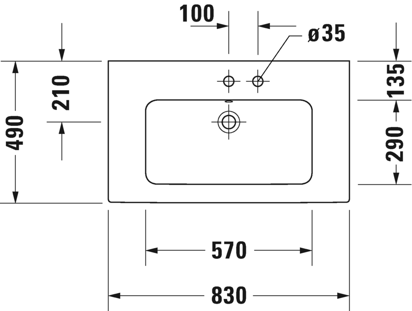 Раковина Duravit Me by Starck 2336830030 с 3 отверстиями под смеситель, с переливом,  белая