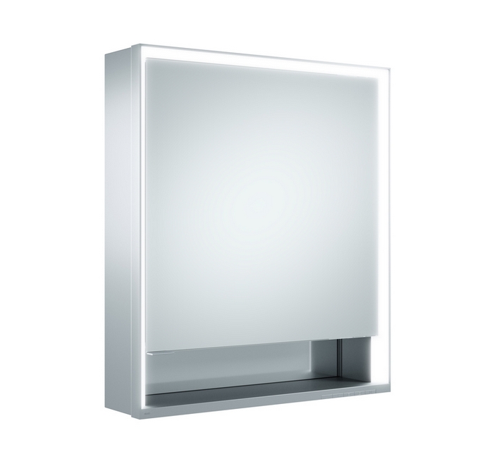 Правый зеркальный шкаф с подсветкой и подогревом для настенного монтажа KEUCO Royal Lumos 14301 171104 165 х650х735 мм, цвет Алюминий серебристый анодированный/Белый
