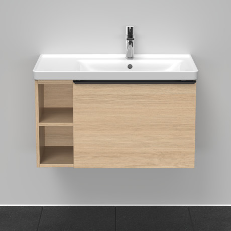Тумба подвесная под раковину DURAVIT D-Neo DE425703030 784 мм х 452 мм, с выдвижным ящиком и открытой боковой полкой, натуральный дуб