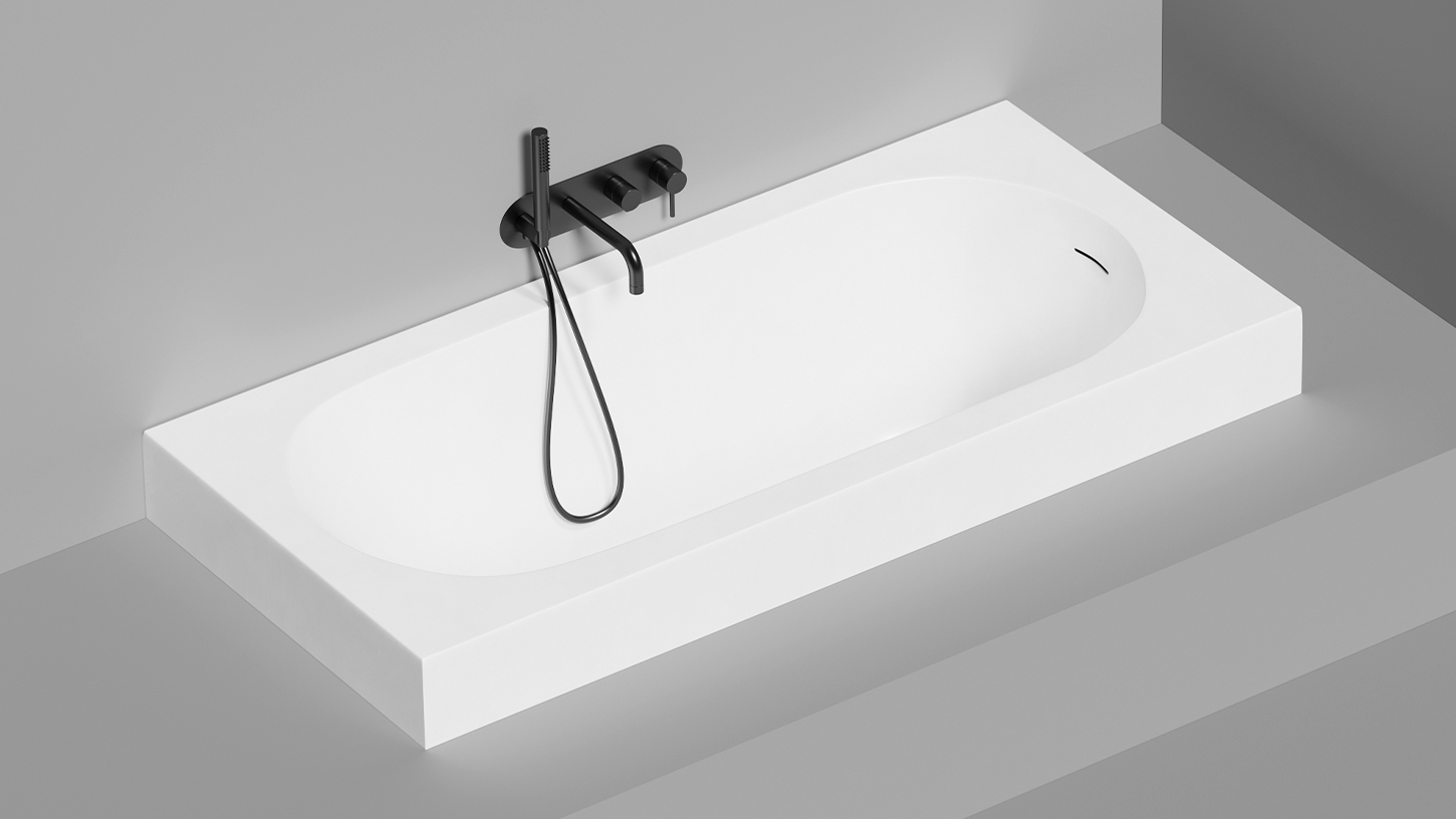 Встраиваемая овальная ванна SALINI ORNELLA KIT 102423M 700х1690х600 мм, S-Stone, регулируемые ножки, донный клапан "Click-Clack", сифон, интегрированный слив-перелив, цвет Белый матовый