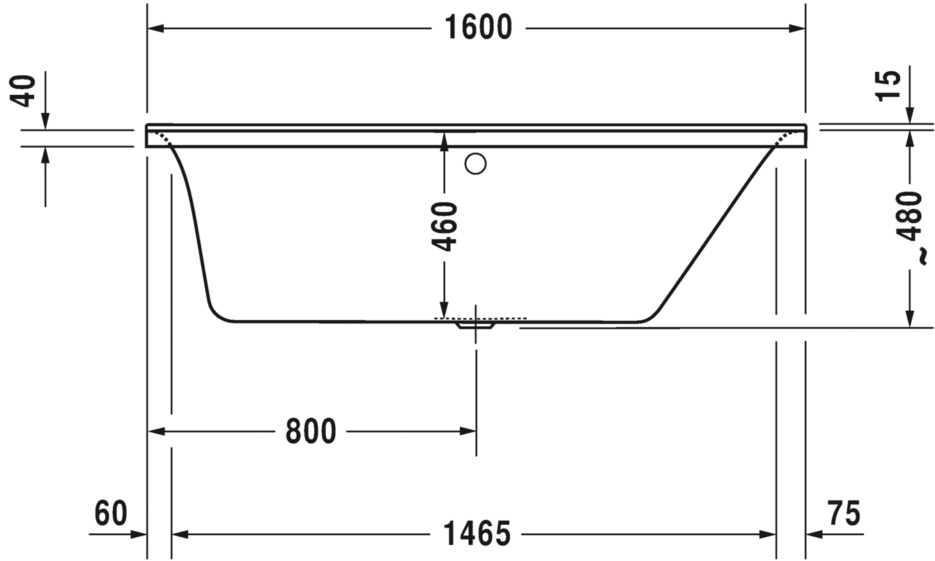 Акриловая ванна Duravit P3 Comforts 700372000000000 1600 х 700 c наклоном для спины справа, встраиваемая или с панелями, белая (изделие снято с производства)