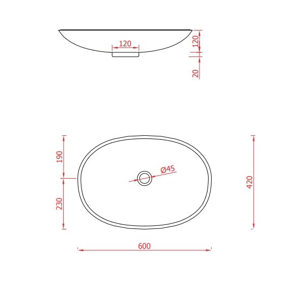 Раковина накладная овальная ARTCERAM LA FONTANA LFL001 01 00 600 мм х 420 мм, без отверстия под смеситель, без перелива, белый глянцевый