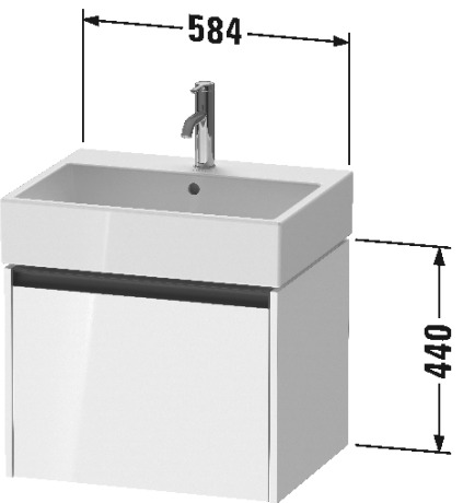 Тумба подвесная под раковину DURAVIT KETHO.2 K25075084840000 460 мм х 584 мм х 440 мм, 1 выдвижной ящик, белый суперматовый