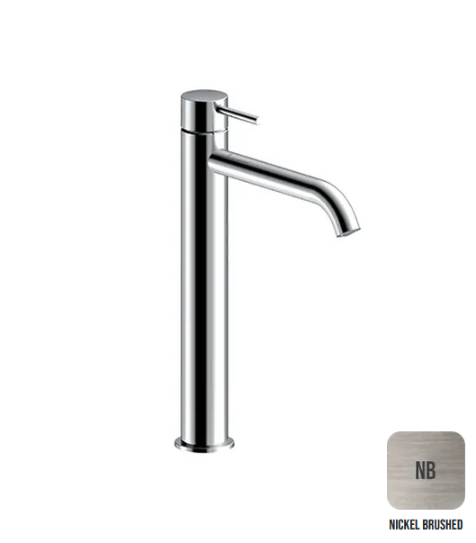 Высокий однорычажный смеситель для раковины ALMAR WASH BASIN E214002.NB излив 188 мм, цвет Nickel Brushed
