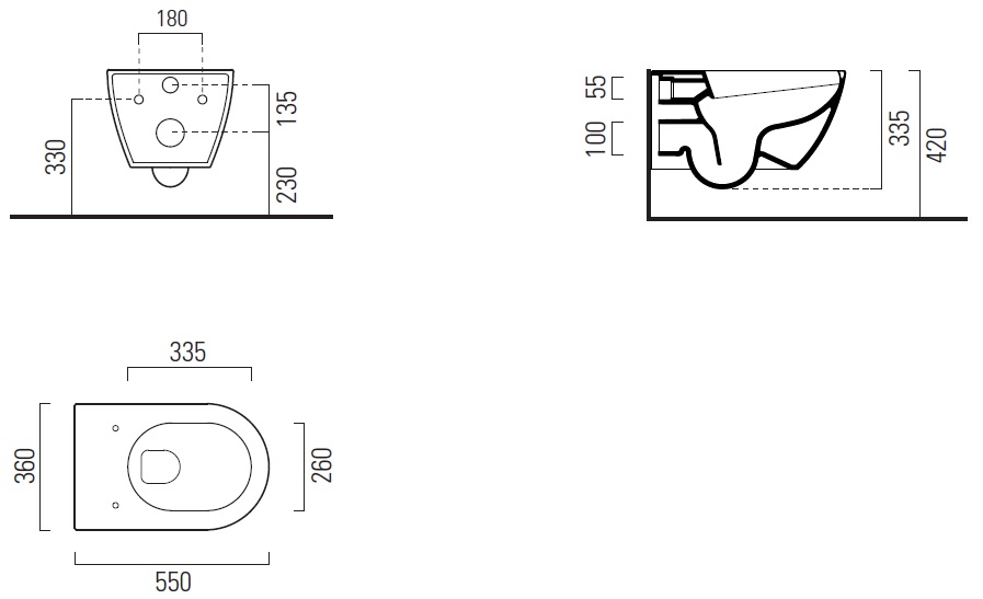 Унитаз подвесной безободковый GSI PURA 8815FR526 550 мм х 360 мм, с Swirlflush 2.0, с крепежом, цвет Чёрный матовый Ardesia (старый артикул 881526 / 8815FR226)