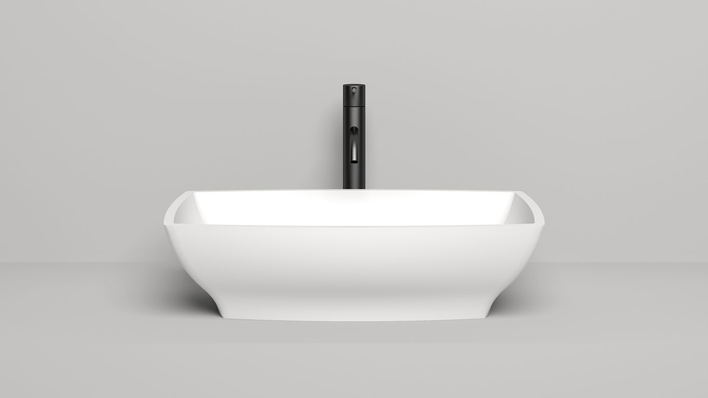 Раковина накладная прямоугольная SALINI GLORIA 04 1102204M 380х600х150мм, S-Stone, без донного клапана, цвет Белый матовый