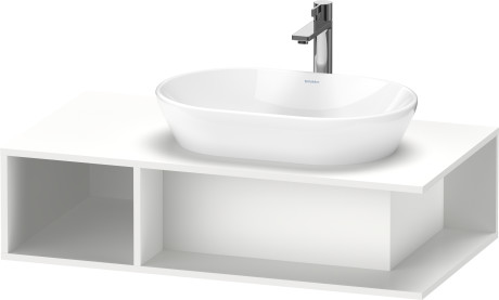Тумба подвесная под раковину справа DURAVIT D-Neo DE495901818 1000 мм х 550 мм, с открытой боковой полкой слева и консолью, белый матовый