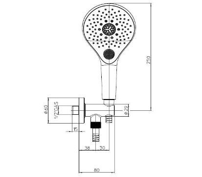 Душевой комплект Bossini Syncronia C12034C.073 с лейкой, шлангом и держателем, черный матовый