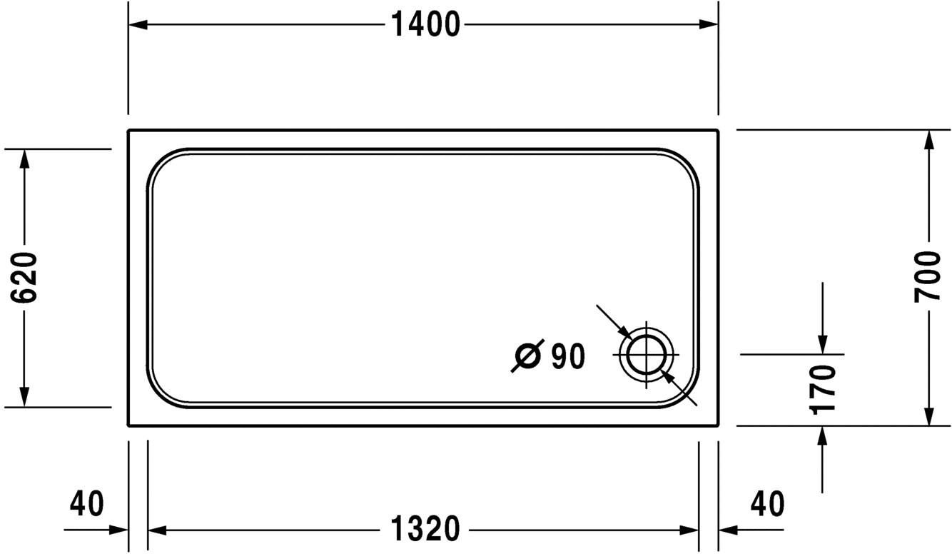 Душевой поддон Duravit D-Code 720095000000000 прямоугольный, белый