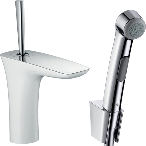 Смеситель для раковины с гигиеническим набором Hansgrohe PuraVida 15275400 белый/хром