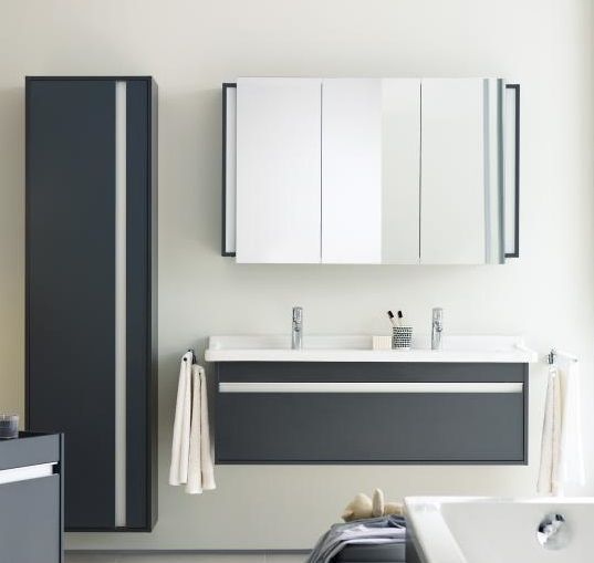 Шкаф высокий Duravit Ketho KT1265L4949 левый, с полками, графит матовый