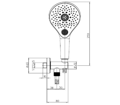 Душевой комплект Bossini Syncronia C12033.030 с лейкой, шлангом и держателем, Хром