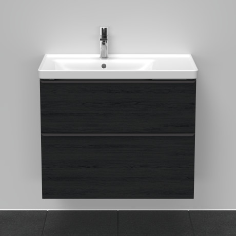 Тумба подвесная под раковину DURAVIT D-Neo DE435701616 784 мм х 452 мм, с выдвижным ящиком и выдвижным отделением, чёрный дуб
