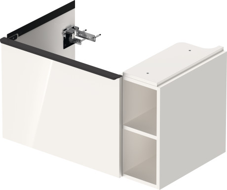 Тумба подвесная под раковину DURAVIT D-Neo DE425802222 784 мм х 452 мм, с выдвижным ящиком и открытой боковой полкой, белый глянцевый