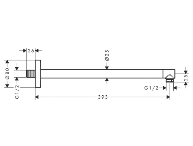 Держатель для верхнего душа HANSGROHE Pulsify S 24357000 390 мм, цвет Хром