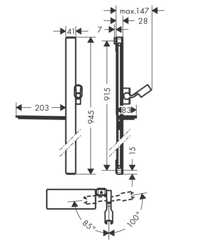 Штанга для душа HANSGROHE Unica E 27640400 с держателем для лейки, полкой и шлангом, цвет Белый/Хром