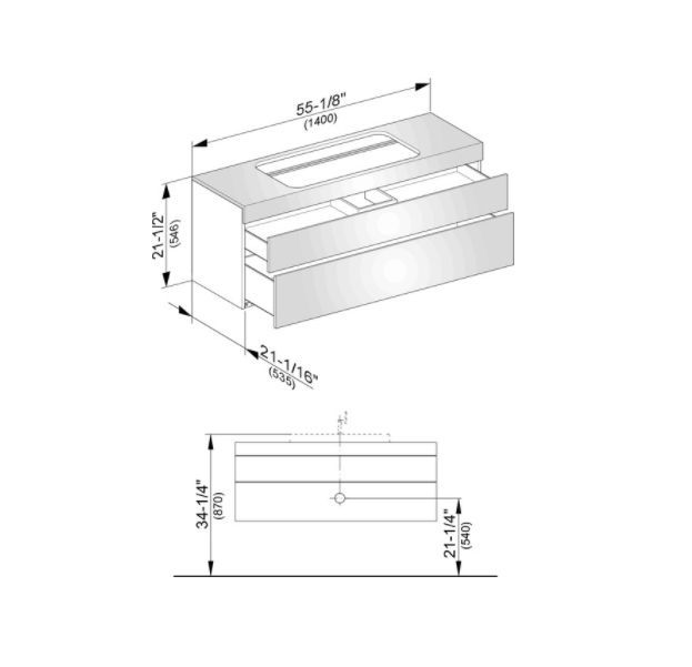 Тумба подвесная под раковину KEUCO EDITION 11 31583 390100 корпус/фасад структурный лак, антрацит