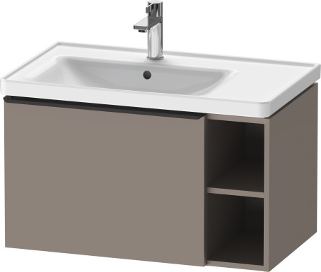Тумба подвесная под раковину DURAVIT D-Neo DE4258014343 784 мм х 452 мм, с выдвижным ящиком и открытой боковой полкой, базальт матовый