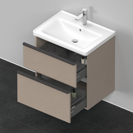 Тумба подвесная под раковину DURAVIT D-Neo DE435407575 634 мм х 452 мм, с выдвижным ящиком и выдвижным отделением, лён