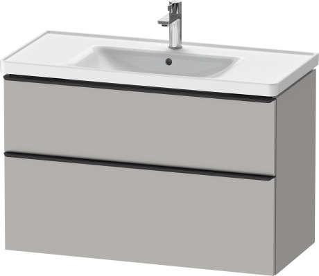 Тумба подвесная под раковину DURAVIT D-Neo DE435600707 984 мм х 452 мм, с выдвижным ящиком и выдвижным отделением, бетонно - серый матовый
