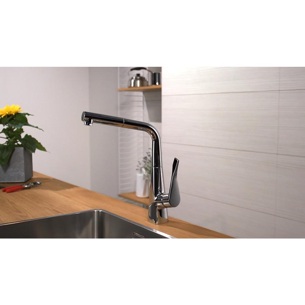 Смеситель для кухни с выдвижным душем Hansgrohe Metris 14821800 Под сталь