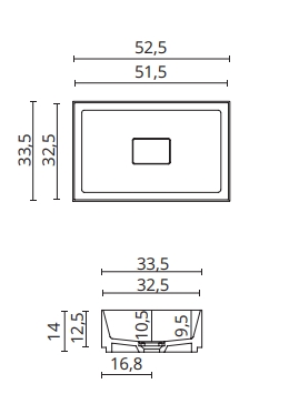 Раковина накладная BMT IKON COVER AP 801 715 FDB 01 DK  525х140х335 мм, без перелива, Белый матовый