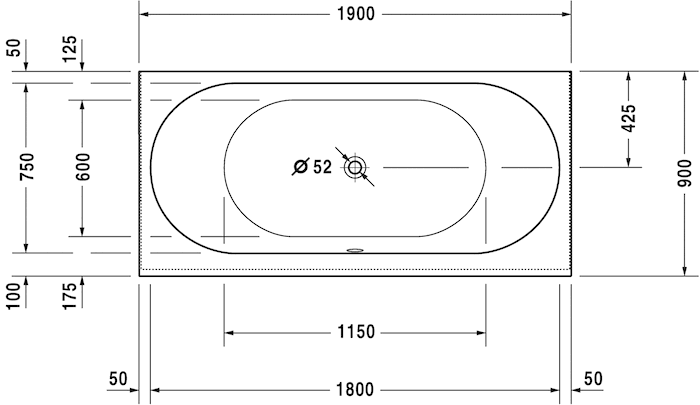 Акриловая встраиваемая ванна Duravit Darling New 700245000000000 1900 х 900