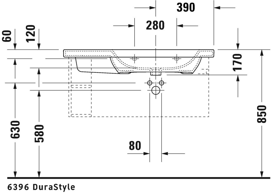 Раковина подвесная ассиметричная Duravit DuraStyle 2326100060 без отверстий  под смеситель, ориентация правая, белая