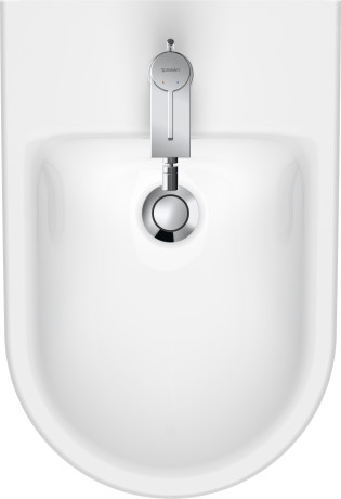 Подвесное биде Duravit D-Neo 2294150000 370 мм х 540 мм, c отверстием под смеситель, с переливом, с креплением Durafix, белое