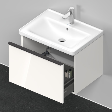Тумба подвесная под раковину DURAVIT D-Neo DE425402222 634 мм х 452 мм, с одним выдвижным ящиком, белый глянцевый