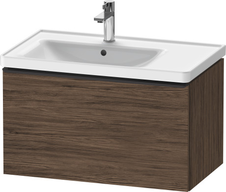 Тумба подвесная под раковину DURAVIT D-Neo DE425502121 784 мм х 452 мм, с одним выдвижным ящиком, орех тёмный