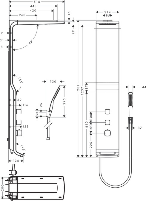 Душевая панель Hansgrohe Raindance Lift 27008000 матовый хром