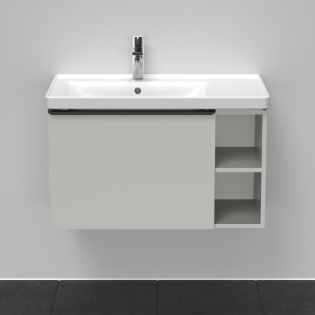 Тумба подвесная под раковину DURAVIT D-Neo DE425800707 784 мм х 452 мм, с выдвижным ящиком и открытой боковой полкой, бетонно-серый матовый