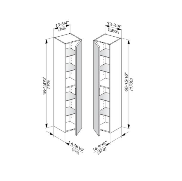 Шкаф - пенал высокий подвесной KEUCO EDITION 11 31330 110001 1 дверца, петли слева, 4 полки, корпус матовый лак/фасад глянцевое стекло, антрацит
