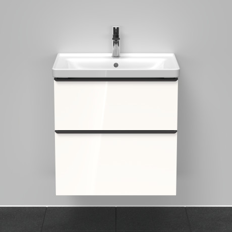 Тумба подвесная под раковину DURAVIT D-Neo DE435402222 634 мм х 452 мм, с выдвижным ящиком и выдвижным отделением, белый глянцевый