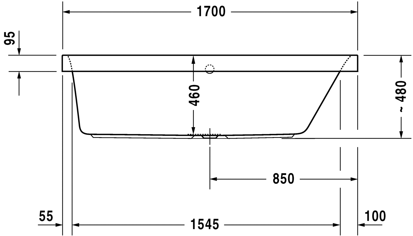 Акриловая ванна Duravit Happy D2 700313000000000 1700 х 750 c наклоном для спины справа, встраиваемая, белая