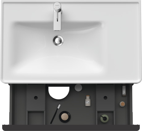 Тумба подвесная под раковину DURAVIT D-Neo DE435701616 784 мм х 452 мм, с выдвижным ящиком и выдвижным отделением, чёрный дуб