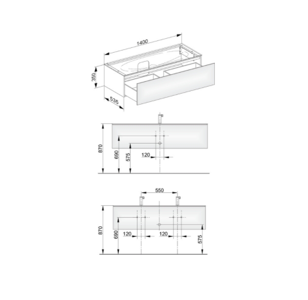 Тумба подвесная под раковину  KEUCO EDITION 11 31361 180000 с одним выдвижным фронтом, корпус матовый лак/фасад глянцевое стекло, кашемир