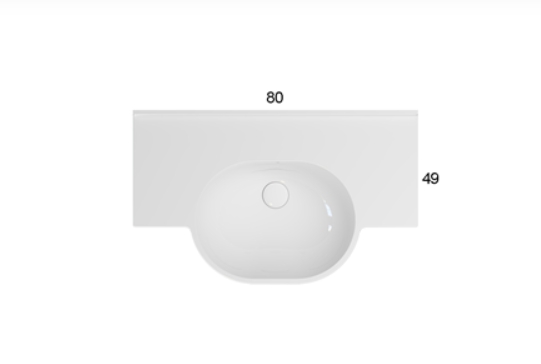 Раковина подвесная GLOBO MODE ME080BI 800 мм х 490 мм х 200 мм, c отверстием под смеситель, с переливом, белая глянцевая