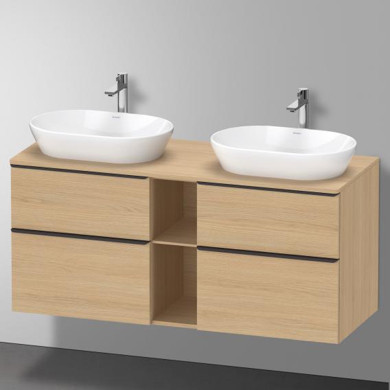 Тумба подвесная под две раковины DURAVIT D-Neo DE4970B3030 1400 мм х 550 мм, с 2 выдвижными ящиками, 2 выдвижными отделениями и открытой полкой, натуральный дуб