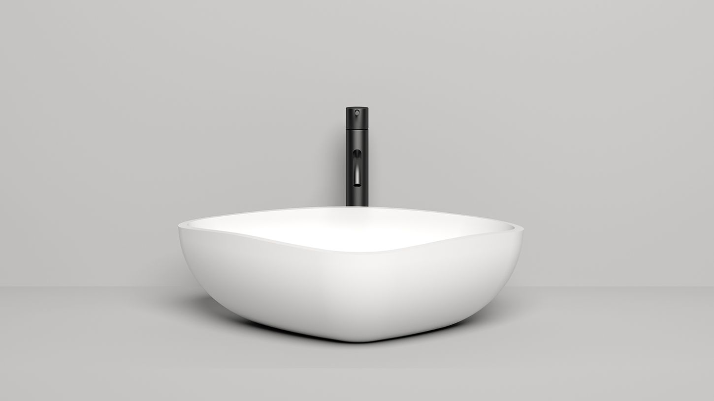 Раковина накладная треугольная SALINI GLORIA 06 1102206M 560х390х165, S-Stone, без донного клапана, цвет Белый матовый