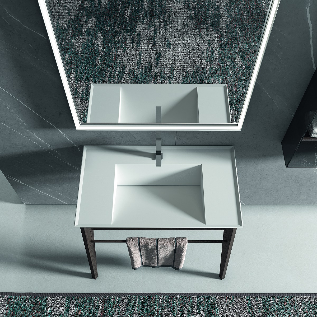 Комплект мебели BMT IKON  IK-09   1050х2000х502 мм с консолью, раковиной, полками и зеркалом, цвет Termocotto Walnut