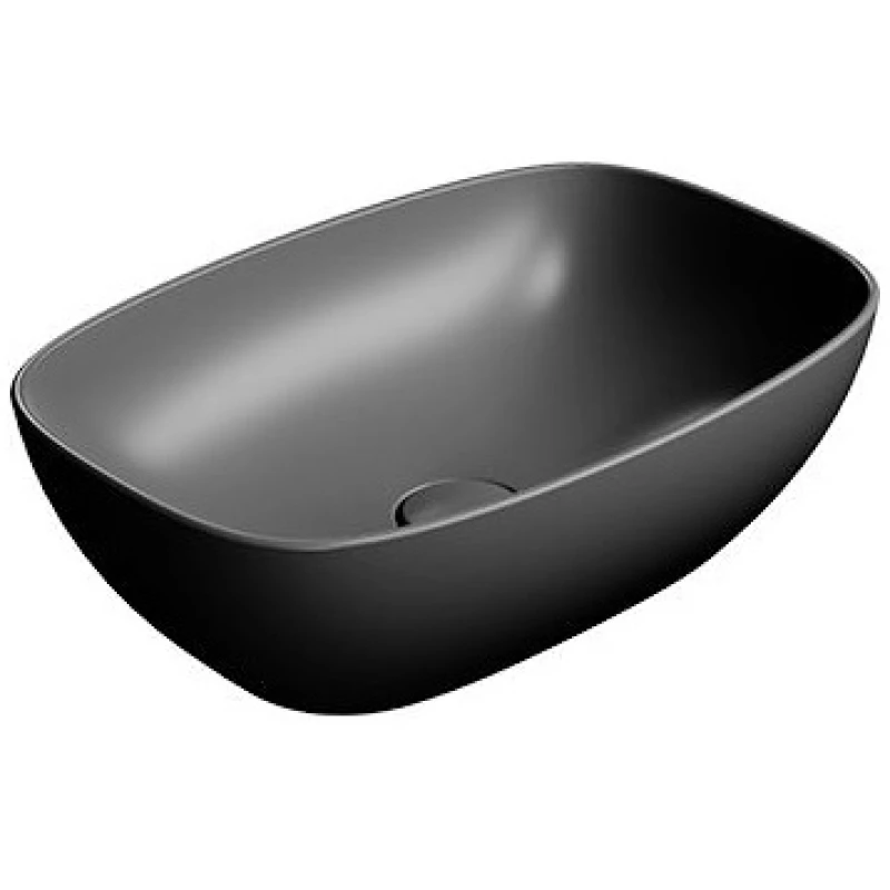 Раковина-чаша накладная овальная GSI NUBES 978426 500 мм х 350 мм, без отверстия под смеситель, без перелива, цвет Чёрный матовый Ardesia