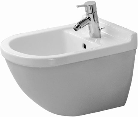 Подвсеное биде Duravit Starck 3 2280150000 с переливом, с креплением, белое