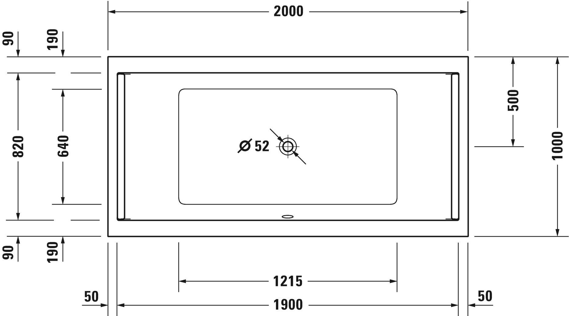 Акриловая ванна Duravit Starck 700341000000000 2000 х 1000 c двумя наклонами для спины, встраиваемая версия или версия с панелями, белая